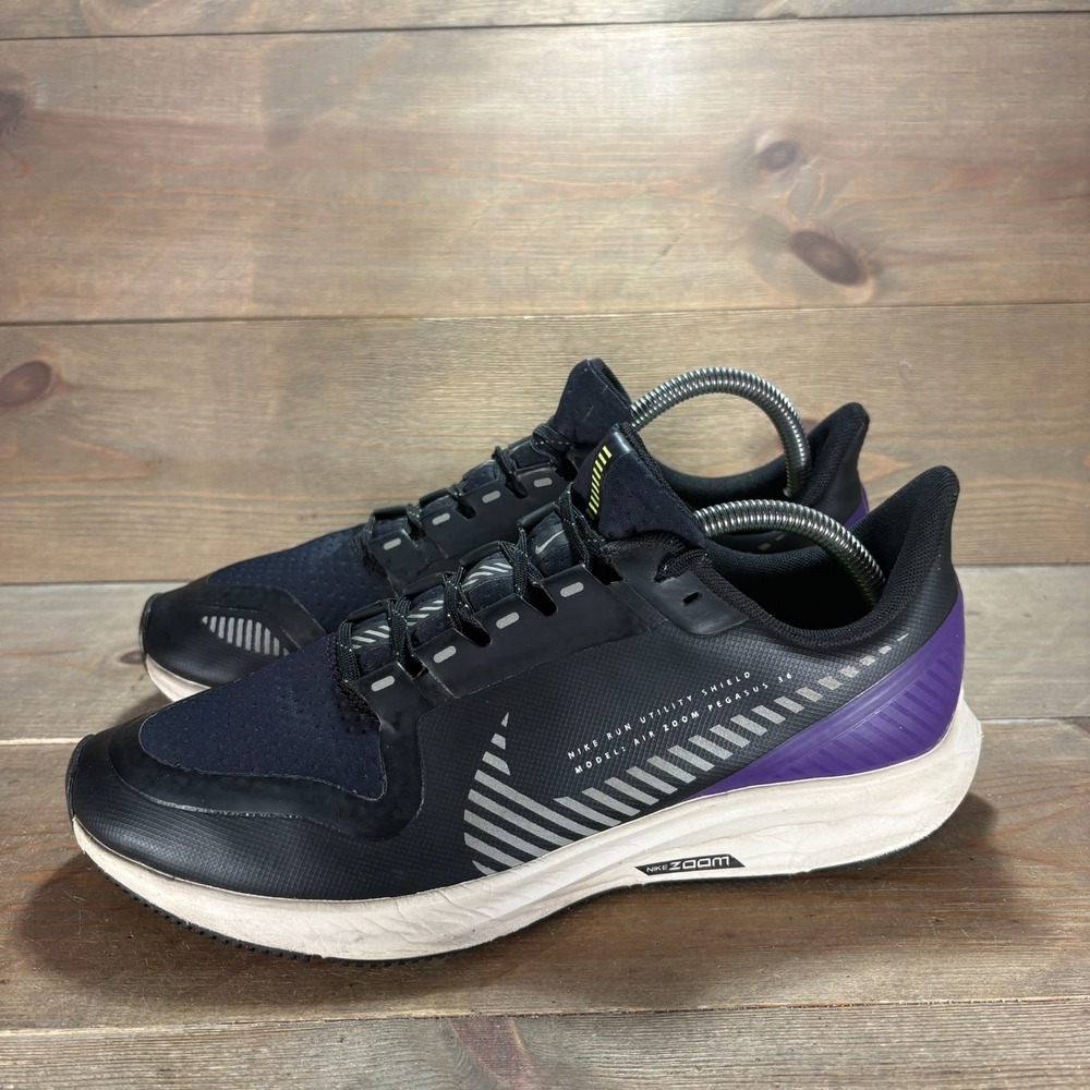 Nike Zoom Pegasus 36 Shield Womens size 9 shoes Black Voltage Purple sneakers